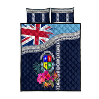 Fiji Lelean Memorial School Quilt Bed Set Tapa and Polynesian Tribal Pattern LT03 Blue - Polynesian Pride
