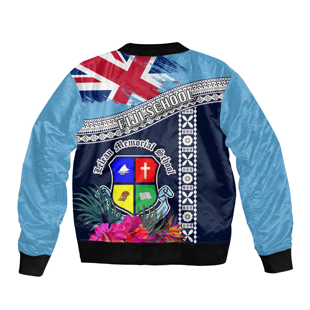 Fiji Lelean Memorial School Sleeve Zip Bomber Jacket Tapa and Polynesian Tribal Pattern LT03 - Polynesian Pride