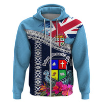 Fiji Lelean Memorial School Zip Hoodie Tapa and Polynesian Tribal Pattern LT03 Zip Hoodie Blue - Polynesian Pride