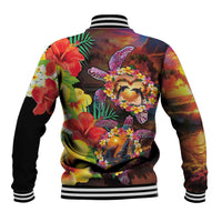 Hawaiian Sea Animals Love Couple Baseball Jacket Aloha Sunset Symphony
