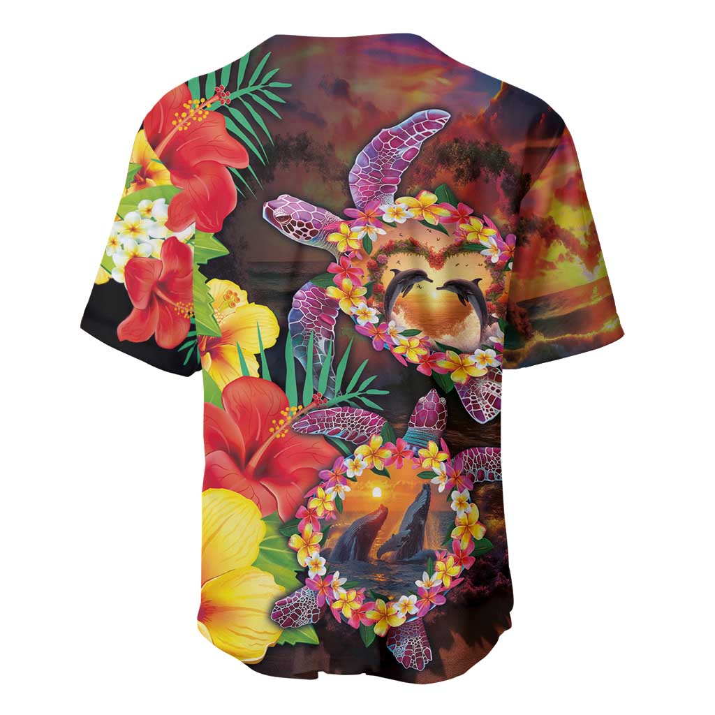 Hawaiian Sea Animals Love Couple Baseball Jersey Aloha Sunset Symphony LT03 - Polynesian Pride