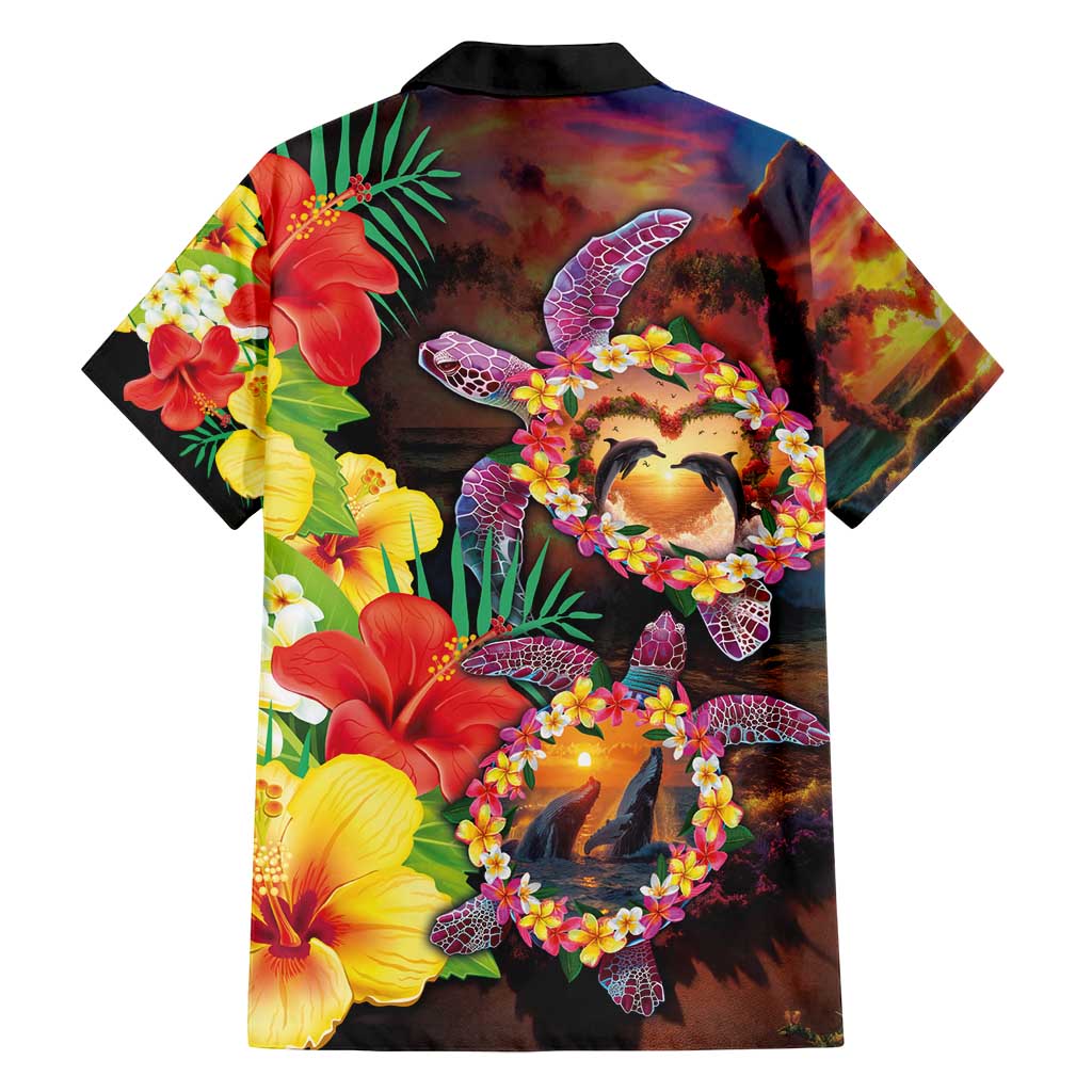 Hawaiian Sea Animals Love Couple Family Matching Summer Maxi Dress and Hawaiian Shirt Aloha Sunset Symphony LT03 - Polynesian Pride