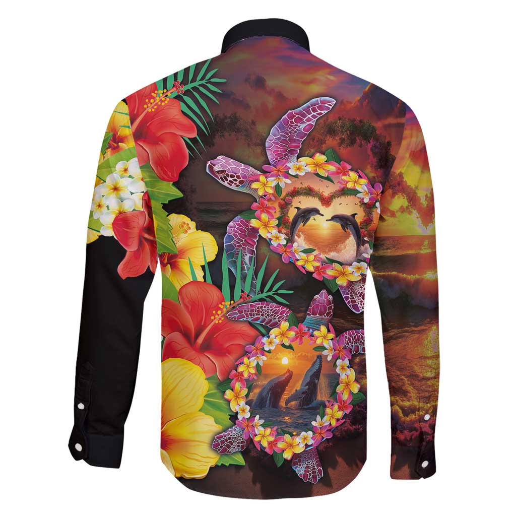Hawaiian Sea Animals Love Couple Family Matching Tank Maxi Dress and Hawaiian Shirt Aloha Sunset Symphony LT03 - Polynesian Pride