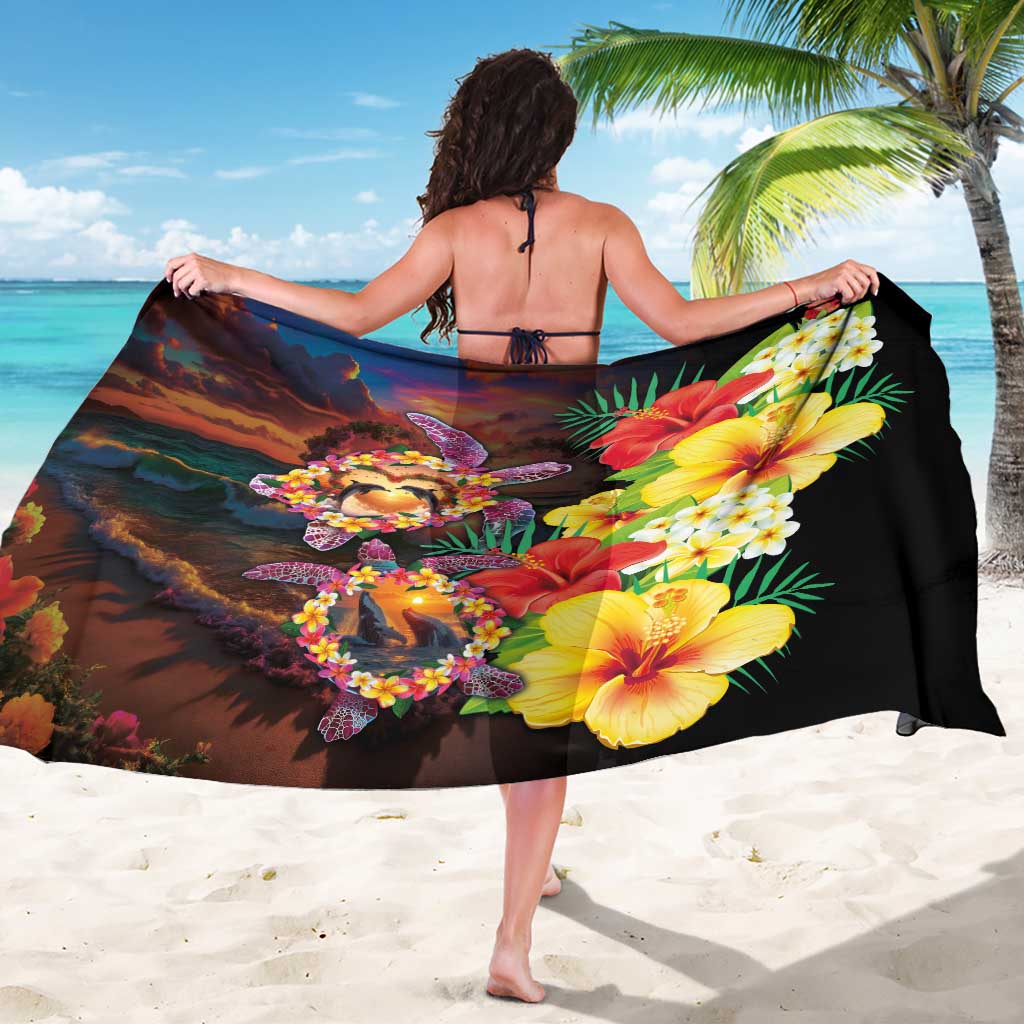 Hawaiian Sea Animals Love Couple Sarong Aloha Sunset Symphony