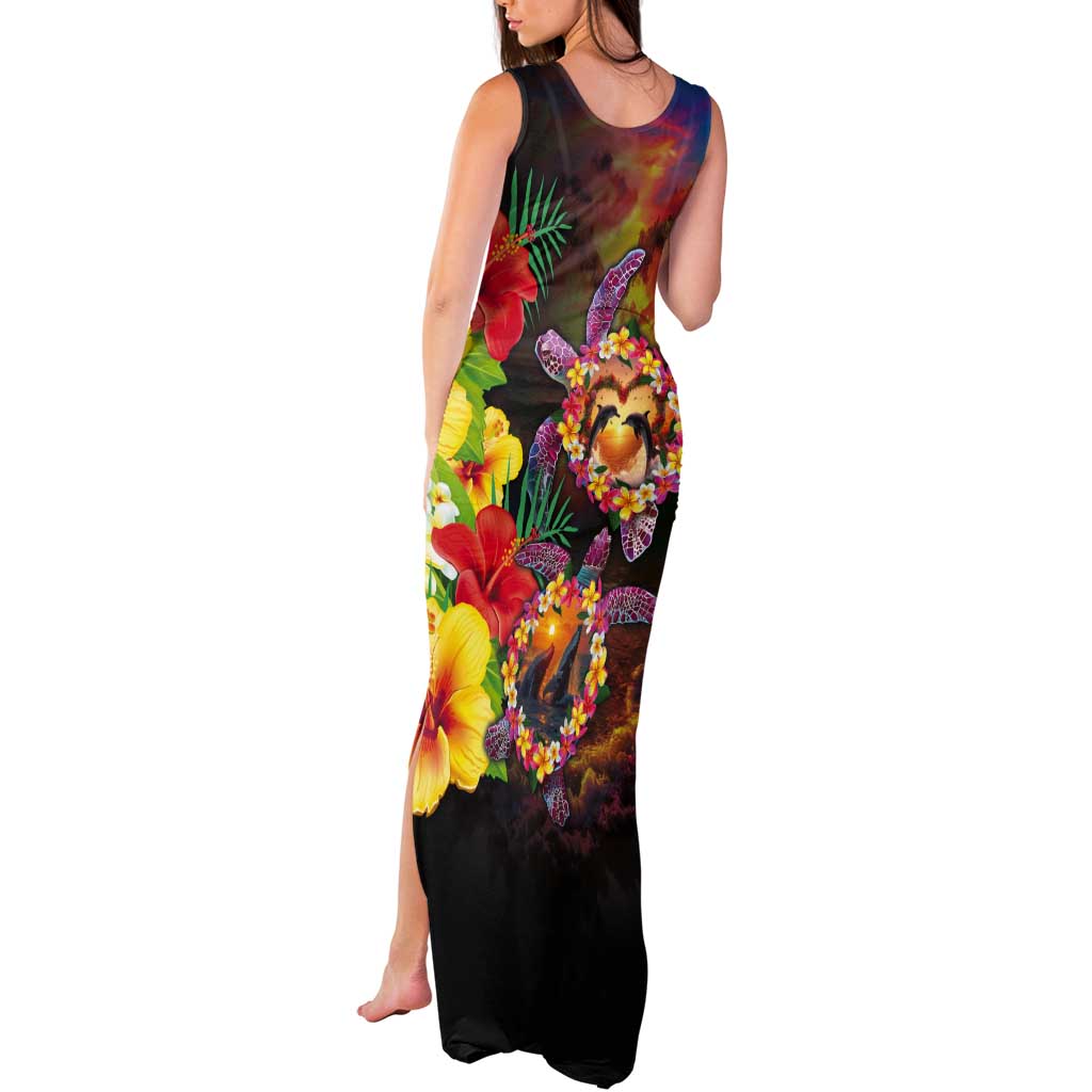 Hawaiian Sea Animals Love Couple Tank Maxi Dress Aloha Sunset Symphony