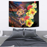 Hawaiian Sea Animals Love Couple Tapestry Aloha Sunset Symphony