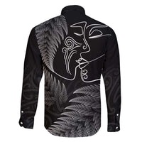 New Zealand Valentine's Day Family Matching Mermaid Dress and Hawaiian Shirt Silver Fern and Line Art Love Couple LT03 - Polynesian Pride