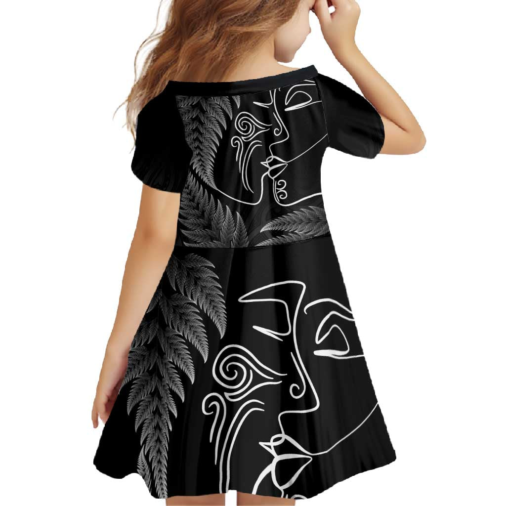 New Zealand Valentine's Day Family Matching Tank Maxi Dress and Hawaiian Shirt Silver Fern and Line Art Love Couple LT03 - Polynesian Pride