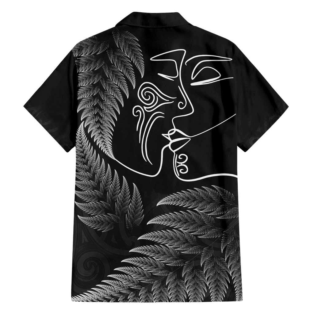 New Zealand Valentine's Day Family Matching Tank Maxi Dress and Hawaiian Shirt Silver Fern and Line Art Love Couple LT03 - Polynesian Pride