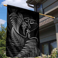 New Zealand Valentine's Day Garden Flag Silver Fern and Line Art Love Couple