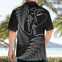 New Zealand Valentine's Day Hawaiian Shirt Silver Fern and Line Art Love Couple