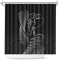 New Zealand Valentine's Day Shower Curtain Silver Fern and Line Art Love Couple