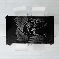 New Zealand Valentine's Day Tablecloth Silver Fern and Line Art Love Couple