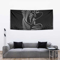 New Zealand Valentine's Day Tapestry Silver Fern and Line Art Love Couple