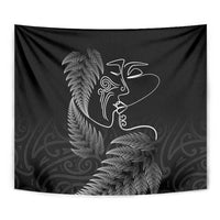 New Zealand Valentine's Day Tapestry Silver Fern and Line Art Love Couple