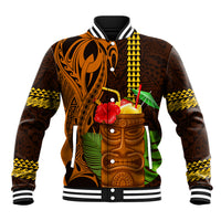 Hawaii Tiki Mask Cocktail Baseball Jacket Kakau Tattoo LT03 Unisex Brown - Polynesian Pride