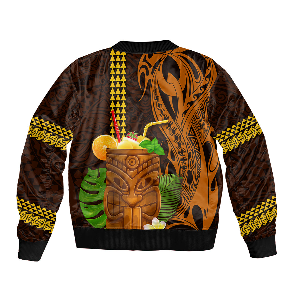 Hawaii Tiki Mask Cocktail Bomber Jacket Kakau Tattoo LT03 - Polynesian Pride
