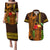 Hawaii Tiki Mask Cocktail Couples Matching Puletasi and Hawaiian Shirt Kakau Tattoo LT03 Brown - Polynesian Pride