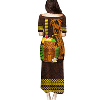 Hawaii Tiki Mask Cocktail Family Matching Puletasi and Hawaiian Shirt Kakau Tattoo LT03 - Polynesian Pride