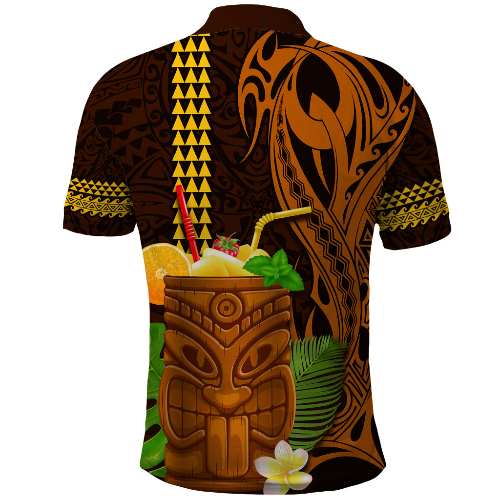 Hawaii Tiki Mask Cocktail Polo Shirt Kakau Tattoo LT03 - Polynesian Pride