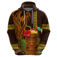 Hawaii Tiki Mask Cocktail Zip Hoodie Kakau Tattoo LT03 - Polynesian Pride