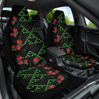 Hawaiian Green Kakau Art Tattoo-Ohia Lehua and Taro Leaves Car Seat Cover