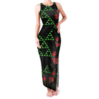 Hawaiian Green Kakau Art Tattoo-Ohia Lehua and Taro Leaves Family Matching Tank Maxi Dress and Hawaiian Shirt