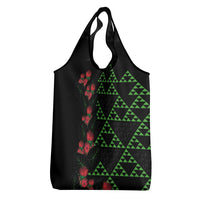 Hawaiian Green Kakau Art Tattoo-Ohia Lehua and Taro Leaves Grocery Bag