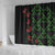 Hawaiian Green Kakau Art Tattoo-Ohia Lehua and Taro Leaves Shower Curtain