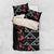 Hawaiian White Kakau Art Tattoo-Ohia Lehua and Taro Leaves Bedding Set