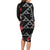 Hawaiian White Kakau Art Tattoo-Ohia Lehua and Taro Leaves Family Matching Long Sleeve Bodycon Dress and Hawaiian Shirt