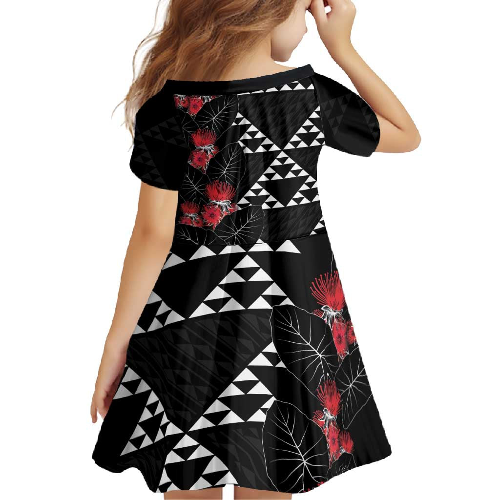 Hawaiian White Kakau Art Tattoo-Ohia Lehua and Taro Leaves Family Matching Off Shoulder Maxi Dress and Hawaiian Shirt