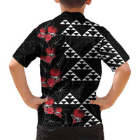 Hawaiian White Kakau Art Tattoo-Ohia Lehua and Taro Leaves Family Matching Off Shoulder Short Dress and Hawaiian Shirt