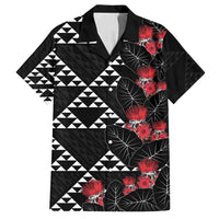 Hawaiian White Kakau Art Tattoo-Ohia Lehua and Taro Leaves Family Matching Off Shoulder Short Dress and Hawaiian Shirt