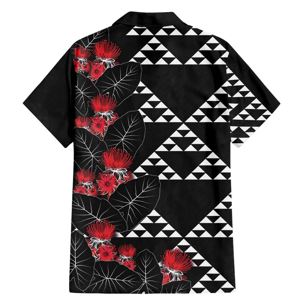 Hawaiian White Kakau Art Tattoo-Ohia Lehua and Taro Leaves Family Matching Tank Maxi Dress and Hawaiian Shirt