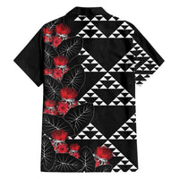 Hawaiian White Kakau Art Tattoo-Ohia Lehua and Taro Leaves Family Matching Tank Maxi Dress and Hawaiian Shirt