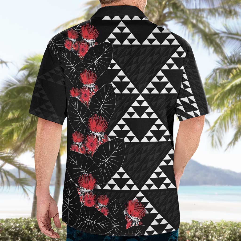 Hawaiian White Kakau Art Tattoo-Ohia Lehua and Taro Leaves Hawaiian Shirt