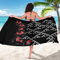 Hawaiian White Kakau Art Tattoo-Ohia Lehua and Taro Leaves Sarong LT03 - Polynesian Pride