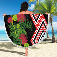 Aotearoa Tukutuku Motif Beach Blanket Pohutukawa and Fern Leaves