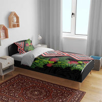 Aotearoa Tukutuku Motif Bedding Set Pohutukawa and Fern Leaves