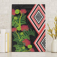 Aotearoa Tukutuku Motif Canvas Wall Art Pohutukawa and Fern Leaves