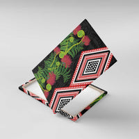 Aotearoa Tukutuku Motif Canvas Wall Art Pohutukawa and Fern Leaves