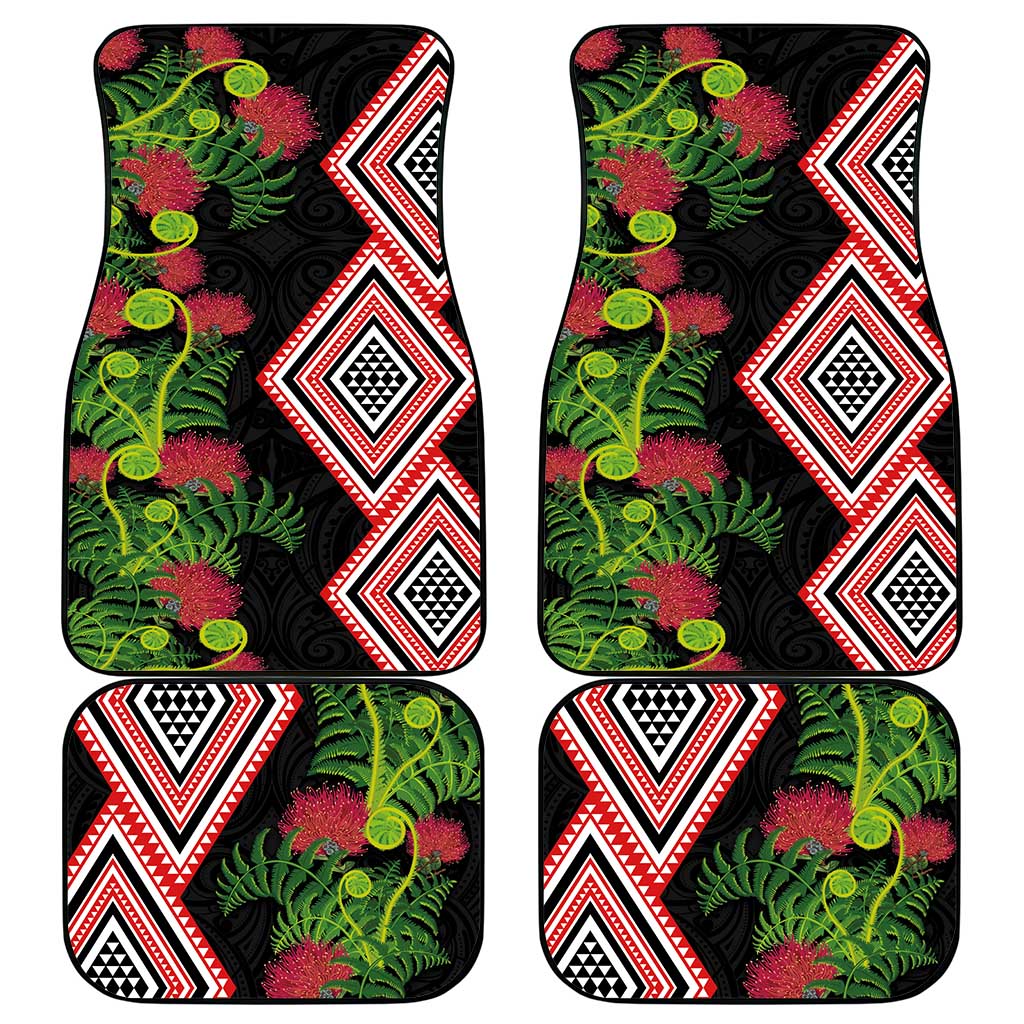 Aotearoa Tukutuku Motif Car Mats Pohutukawa and Fern Leaves