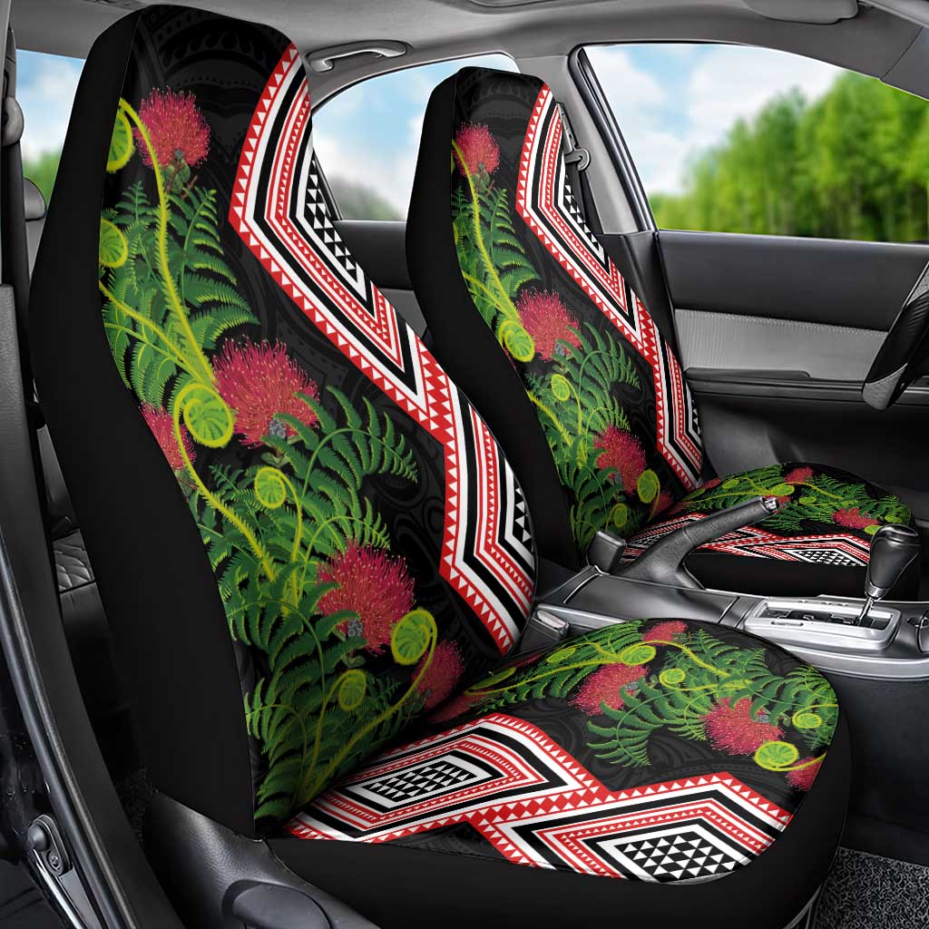 Aotearoa Tukutuku Motif Car Seat Cover Pohutukawa and Fern Leaves