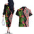 Aotearoa Tukutuku Motif Couples Matching Off The Shoulder Long Sleeve Dress and Hawaiian Shirt Pohutukawa and Fern Leaves