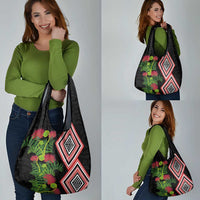 Aotearoa Tukutuku Motif Grocery Bag Pohutukawa and Fern Leaves