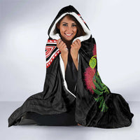 Aotearoa Tukutuku Motif Hooded Blanket Pohutukawa and Fern Leaves