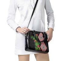 Aotearoa Tukutuku Motif Shoulder Handbag Pohutukawa and Fern Leaves