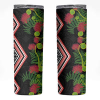 Aotearoa Tukutuku Motif Skinny Tumbler Pohutukawa and Fern Leaves
