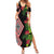 Aotearoa Tukutuku Motif Summer Maxi Dress Pohutukawa and Fern Leaves